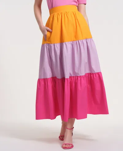 Isaac Mizrahi Women's Pull-on Tiered Maxi Long Skirt In Multi