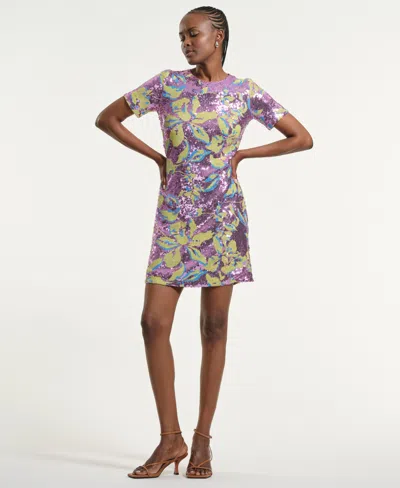 Isaac Mizrahi Women's Sequin Crewneck Shift Dress In Purple