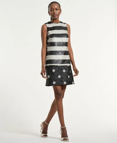 Isaac Mizrahi Women's Sequin Polka Dot Shift Dress In Multi