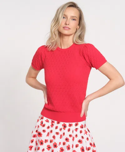 Isaac Mizrahi Women's Short-sleeve Crewneck Sweater In Red