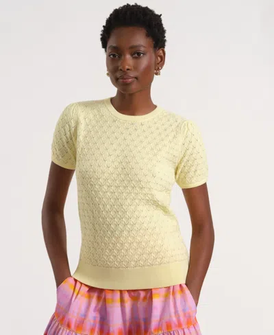 Isaac Mizrahi Women's Short-sleeve Crewneck Sweater In Yellow