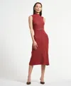 Isaac Mizrahi Women's Sleeveless Belted Midi Sweater Dress In Brown
