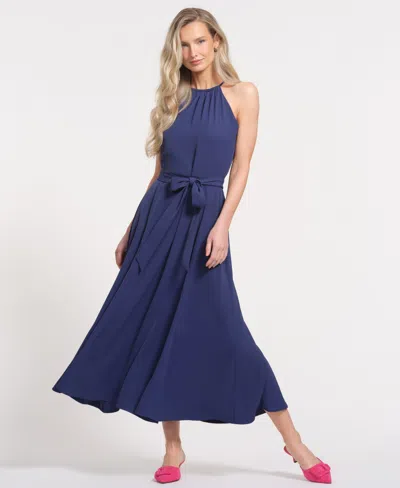 Isaac Mizrahi Women's Sleeveless Halter Neck Maxi Dress In Blue