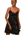 Isaac Mizrahi Women's Sleeveless Sequin Mini Dress In Black