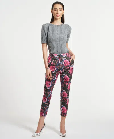 Isaac Mizrahi Women's Slim Sateen Ankle Pants In Multi