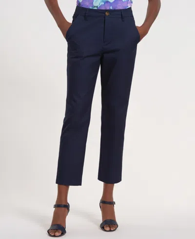 Isaac Mizrahi Women's Straight-leg Ankle-length Pants In Blue