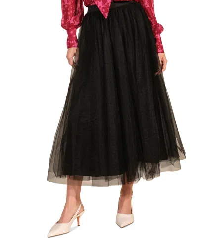 Isaac Mizrahi Women's Tulle Full Midi Skirt In Black