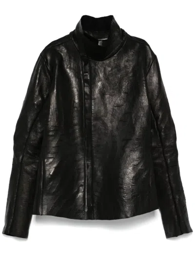 Isaac Sellam Experience Creased Biker Jacket In Black