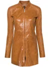 Isaac Sellam Experience Exposed-seam Leather Jacket In Brown
