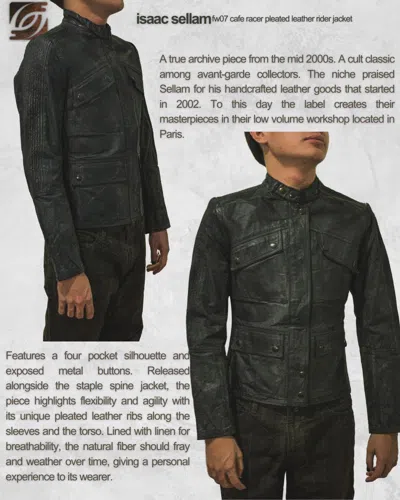 Pre-owned Isaac Sellam Experience F/w 03 Cafe Racer Pleated Leather Jacket