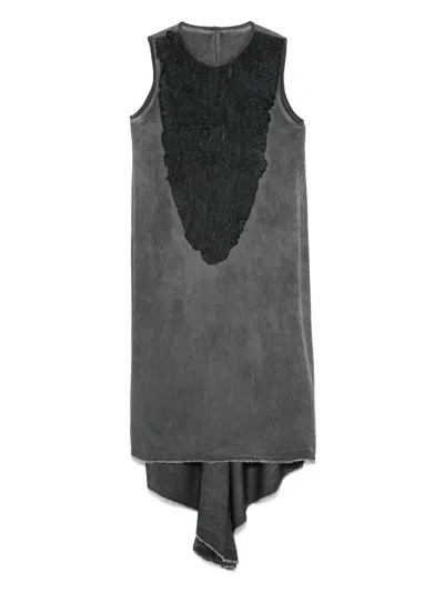 Isaac Sellam Experience Leather-trim Midi Dress In Grey