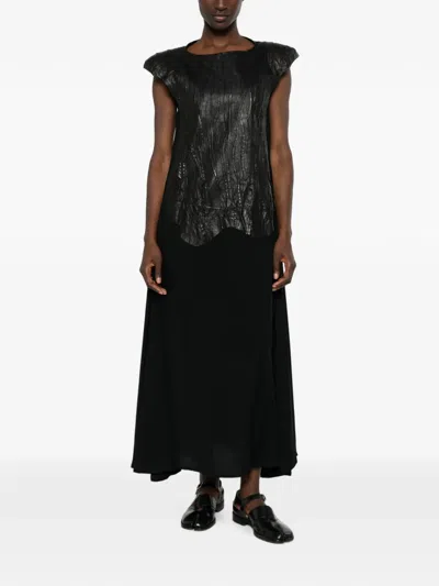 Isaac Sellam Experience Leather-panelled Sleeveless Dress In Black
