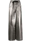 Isaac Sellam Experience Metallic-finish Drawstring Trousers In Silver