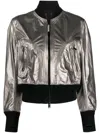 Isaac Sellam Experience Metallic Leather Bomber Jaclet In Silver