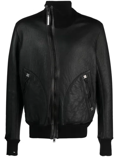 Isaac Sellam Experience Off-centre Leather Bomber Jacket In Black