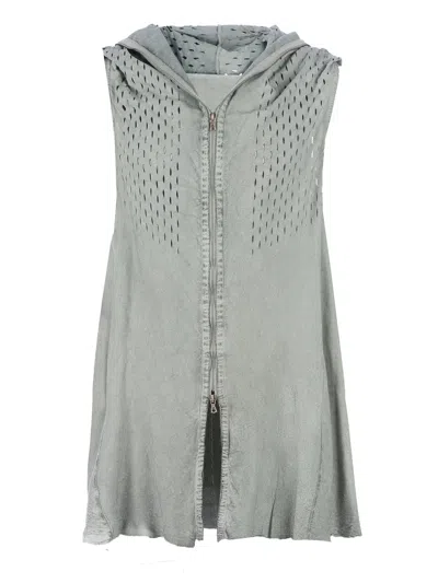 Isaac Sellam Experience Perforated Long Gilet In Gray