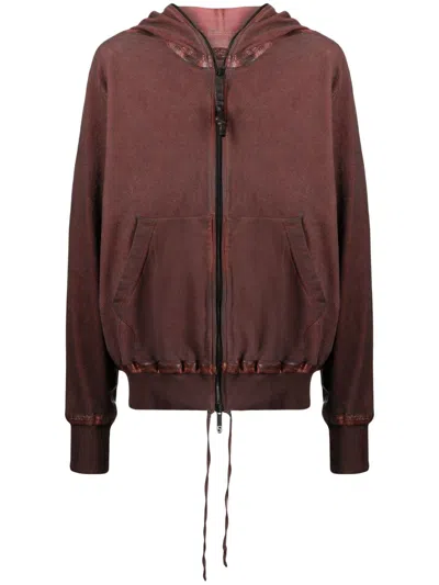Isaac Sellam Experience Zipped Organic Cotton Hoodie Jacket In Red