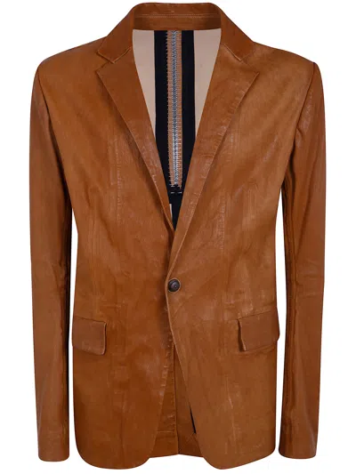 Isaac Sellam "pionnier" Nappa Stretch Classic Blazer In Brown