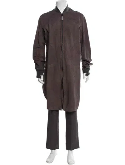 Pre-owned Isaac Sellam 'reflective' Leather Overcoat In Burgundy