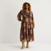 Isabel & Nina Womens Plus Long Sleeve Floral Maxi Dress In Brown