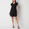 Isabel & Nina Womens Short Sleeve Shift Dress In Black