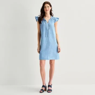Isabel & Nina Womens Short Sleeve Shift Dress In Blue