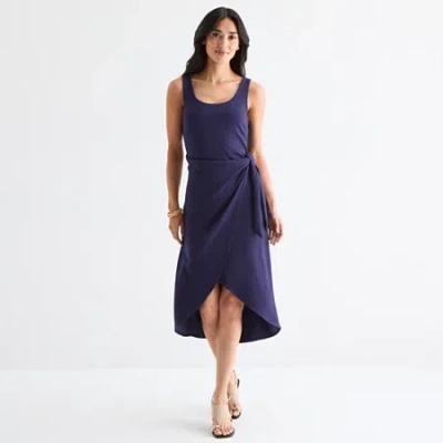 Isabel & Nina Womens Sleeveless Midi Sheath Dress In Blue