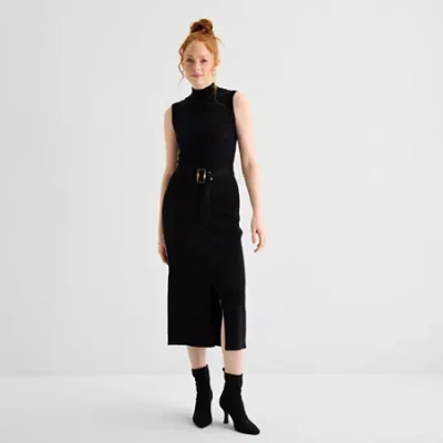 Isabel & Nina Womens Sleeveless Midi Sweater Dress In Black