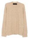 Isabel Benenato Asymmetric-seam Crew-neck Sweater In Nude