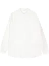 Isabel Benenato Band-collar Linen Shirt In White