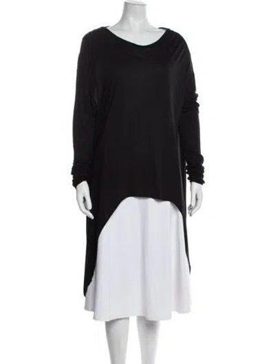 Pre-owned Isabel Benenato Bateau Neckline Long Sleeve T-shirt In Black