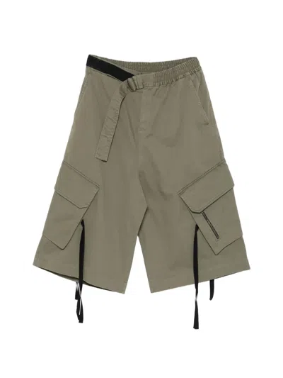 Isabel Benenato Belted Cargo Shorts In Green