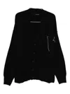 Isabel Benenato Buttoned Frayed-edge Cardigan In Black