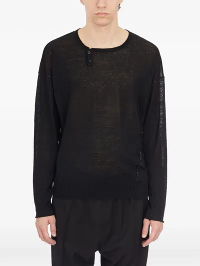 Isabel Benenato Buttoned Sweater In Black