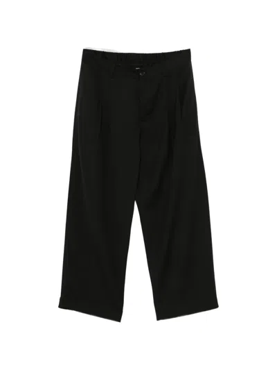 Isabel Benenato Buttoned-cuff Pleated Trousers In Black