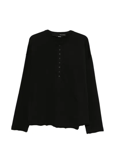 Isabel Benenato Button-placket Raw-edge Jumper In Black