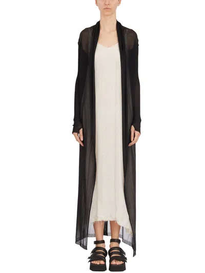 Isabel Benenato Cardigan Lungo In Lino In Black
