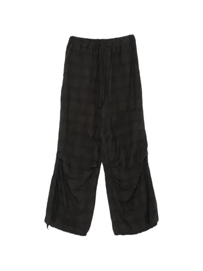 Isabel Benenato Check-pattern Loose-fit Trousers In Black