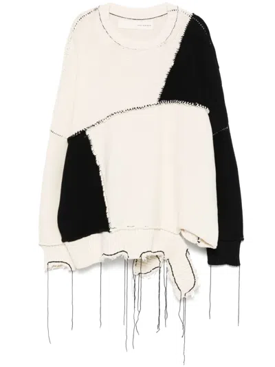 Isabel Benenato Colourblock Sweater In Neutrals