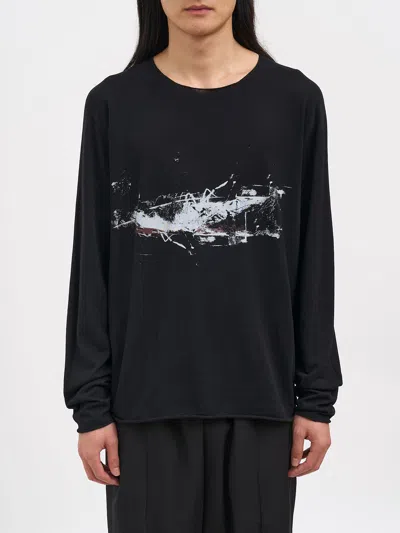 Isabel Benenato Cotton Sweater With Print In Black