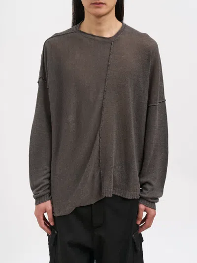 Isabel Benenato Crew Neck Linen Sweater In Gray