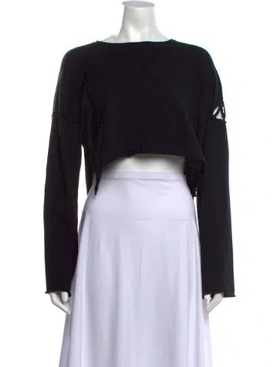 Pre-owned Isabel Benenato Crew Neck Long Sleeve Crop Top In Black