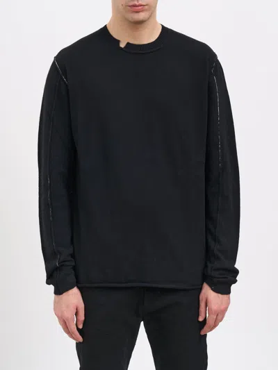 Isabel Benenato Crew Neck Sweater With Contrast Stitching