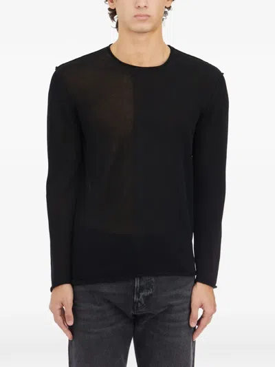 Isabel Benenato Crew-neck Cotton Sweater In Black