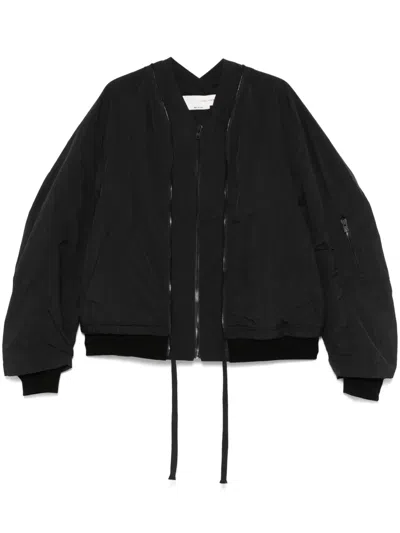 Isabel Benenato Decorative-zip Bomber Jacket In Black