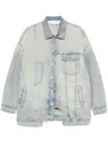 Isabel Benenato Distressed Denim Jacket In Blue