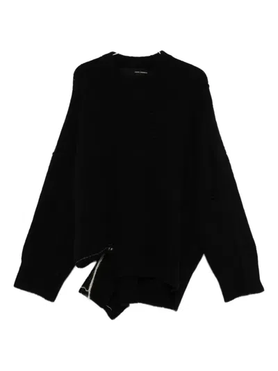 Isabel Benenato Distressed-detail Merino-blend Sweater In Black