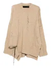 Isabel Benenato Distressed Detail Sweater In Neutral