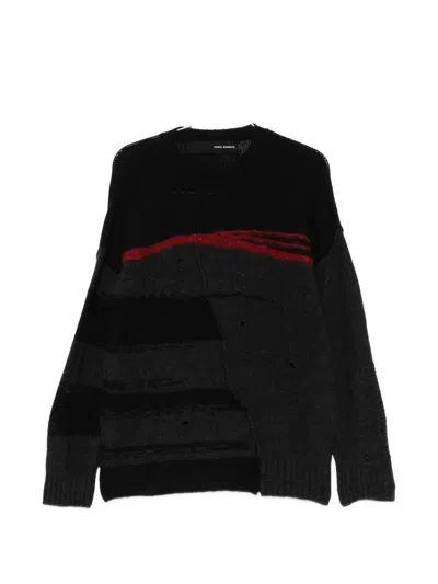 Isabel Benenato Distressed Panelled Sweater In Black