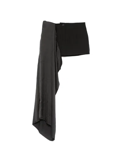 Isabel Benenato Draped-detail Mini Skirt In Black